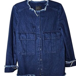 TRAFALUC COLLECTION Zara Blue Jean Jacket with Distressed Details- SM